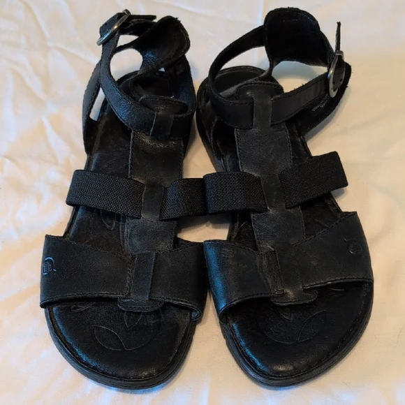 Born Black Leather Sandals - Picture 1 of 8